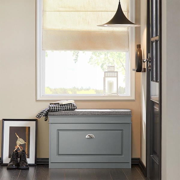 SoBuy Skobänk Skoskåp med dyna Skohylla FSR82-L-HG Gray L75*B24*H52cm