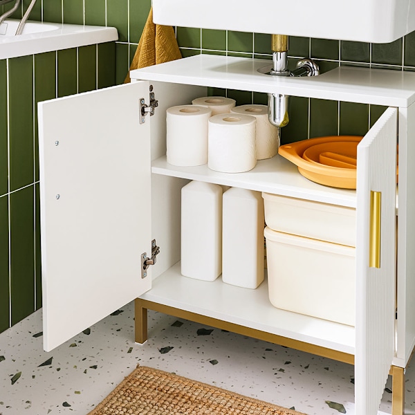 SoBuy Underskab til håndvask Badeværelsesskab 2 låger BZR179-W Under sink cabinet