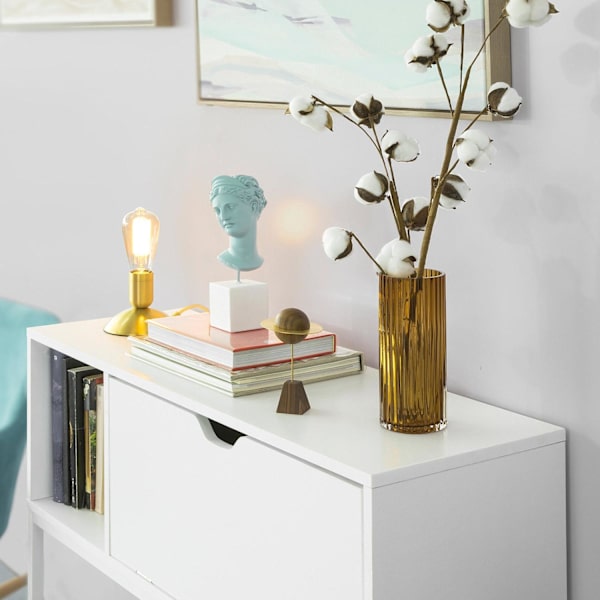 SoBuy, Avlastningsbord, Vitrinskåp med dörr Hallmöbler FSB21-W White W92 x D30 x H80cm