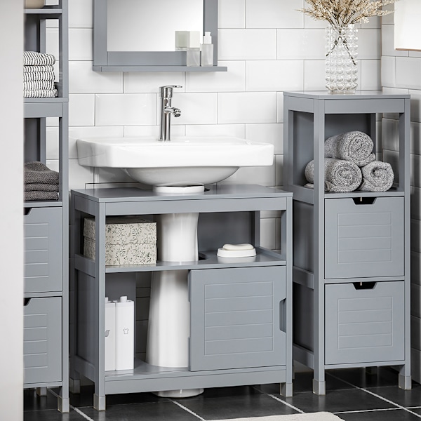 SoBuy Underskab til håndvask Badeværelsesskab FRG128-II-SG Grey Sink cabinet(on floor)