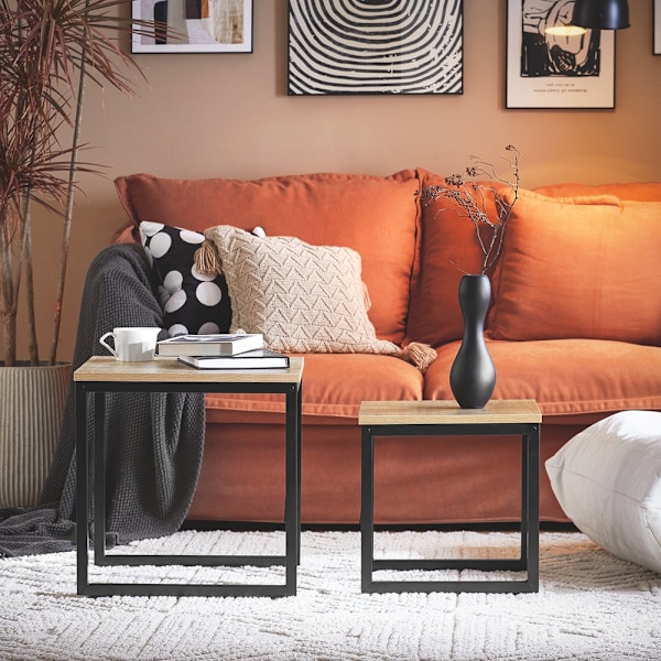 SoBuy, 2 redeborde | Sofabord | Sofabord sort, FBT42-N Wood
