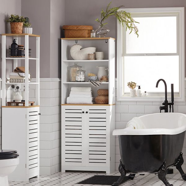 SoBuy vitriiniovella Kulmahylly Kulmakaappi 2 ovea BZR44-W High cabinet (2 doors)