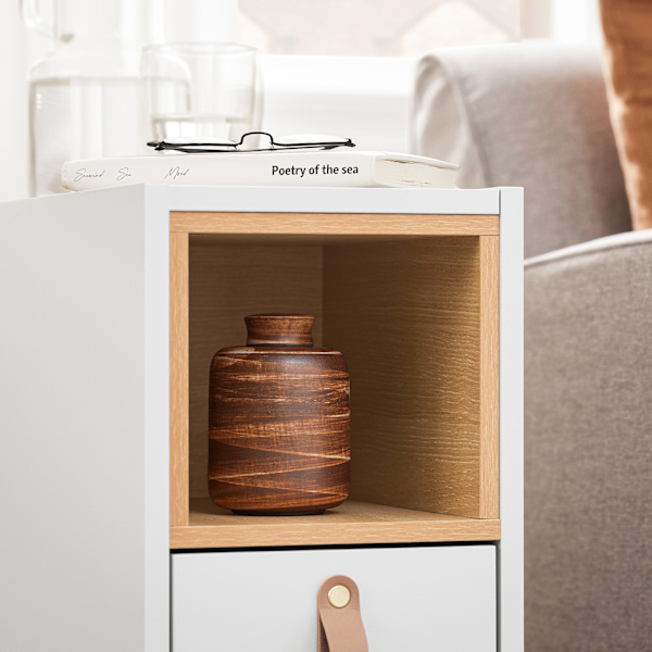 SoBuy, smalt sängbord, sängbord set om 2, sängbord för sovrum, FBT161-WN