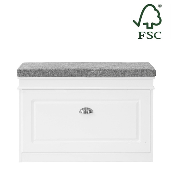 SoBuy Skobænk med hynde og fack Skoskab Skoreol FSR82-L-W White L75*B24*H52cm
