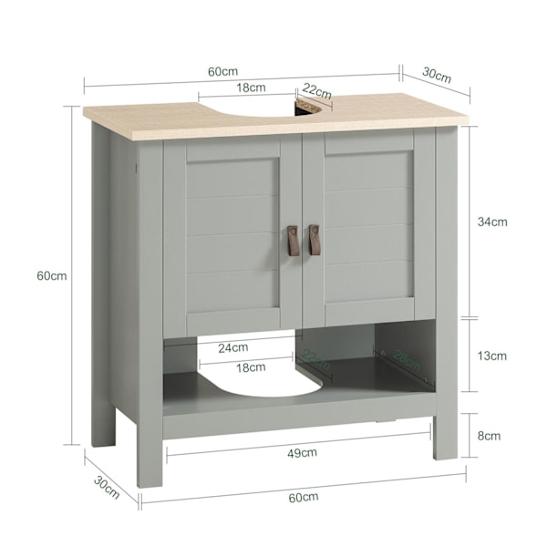 SoBuy Badeværelsesskab Underskab Underskab til vask BZR69-II-HG Sink cabinet(on floor)