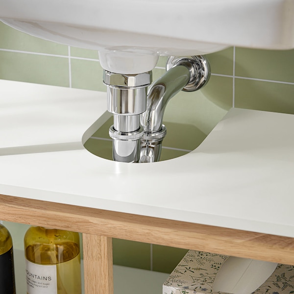 SoBuy Underskab til håndvask Badeværelsesskab med 2låger BZR78-W White Sink cabinet(on wall)