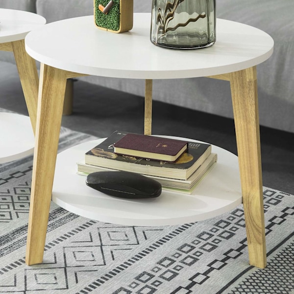 SoBuy Runda satsbord set om 2, Sidobord,Cafébord, FBT75-W White 50 x 50 x 45 cm