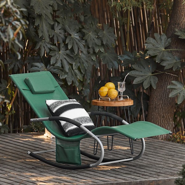 SoBuy, Solstol, Gungstol, Loungestol, Utemöbler, OGS28-WD forest green 1 Piece