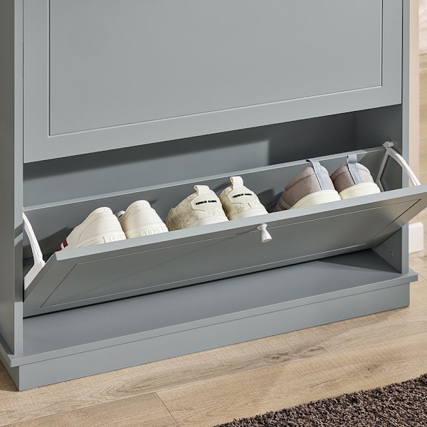 SoBuy Skoskåp med 2 fack Hallmöbel med förvaring FSR99-HG White L76*B18*79cm