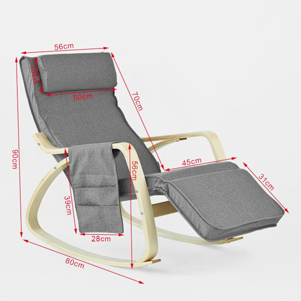 SoBuy Gungstol med fotpall Loungestol Testad för 150 kg FST18-DG