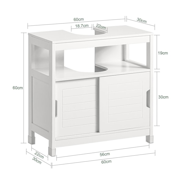 SoBuy Tvättställsunderskåp Badrumsskåp Badrumshylla FRG128-II-W White Sink cabinet(on floor)