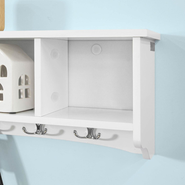 SoBuy Knagerække med 4 vitrinlåger og 5 kroge Væghylde FRG48-L-W  Längd 73 cm