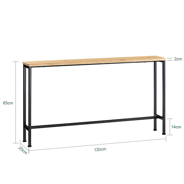 SoBuy Sidebord Smal aflastningsbord Sofaborde FSB19-E Light brown L120*B20*H65cm