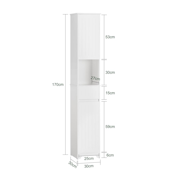 SoBuy Högskåp Badrumsskåp Smal badrumshylla BZR109-W High cabinet
