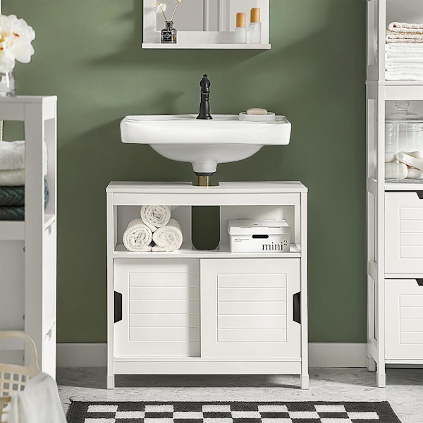 SoBuy Badeværelsesskab med plads til håndvask, hvid, FRG128-W White Sink cabinet(on wall)