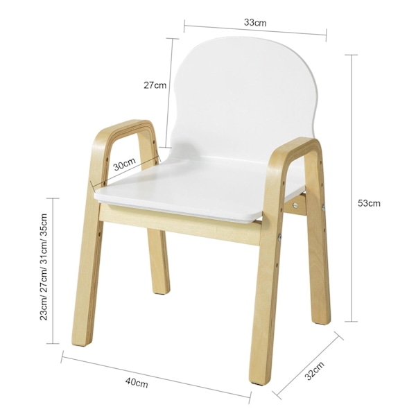 SoBuy 2 Barnstolar Barnpall Massiv, KMB24-Wx2