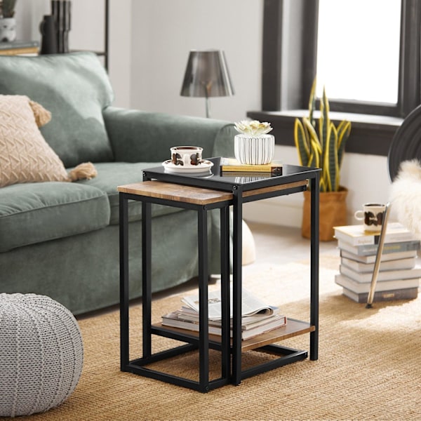 SoBuy Satsbord set om 2, Sidobord, Soffbord, Cafébord, FBT99-F