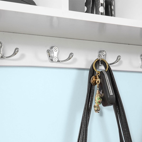 SoBuy Knagerække med 4 vitrinlåger og 5 kroge Væghylde FRG48-L-W  Längd 73 cm