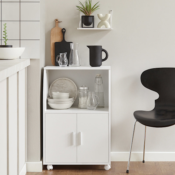 SoBuy Keittiön kaapit mikroaaltouunille Pyörällinen FRG241-W