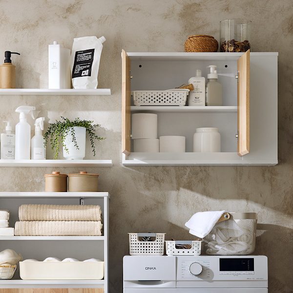 SoBuy Vægskab badeværelse Overskab med 2 låger BZR144-WN Wall cabinet