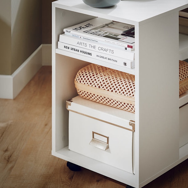 SoBuy Rullbord Förvaringsbord Sidobord på hjul Soffbord FBT34-W White