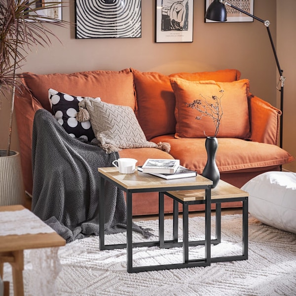 SoBuy, 2 redeborde | Sofabord | Sofabord sort, FBT42-N Wood