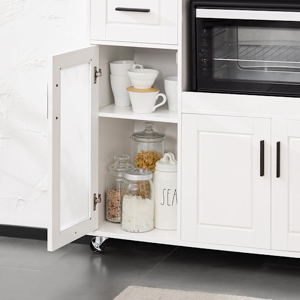 SoBuy Kökshylla Mikrovågsskåp Köksskåp med hjul Sideboard FSB78-W White