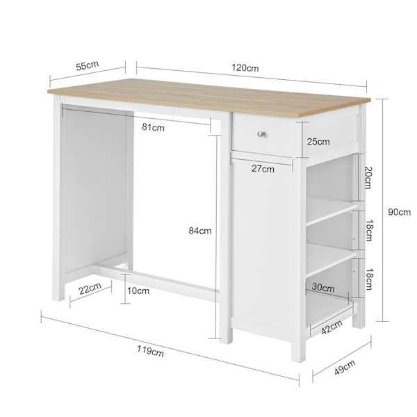 SoBuy skrivebord med skuffe computerbord SpisebordFWT64-WN