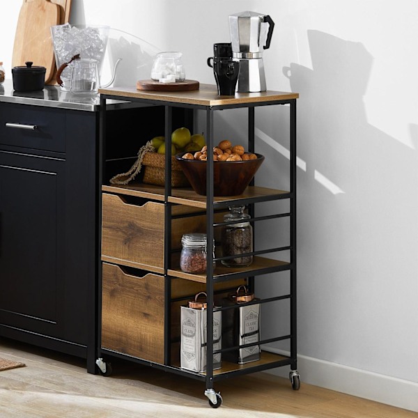 SoBuy kökshylla Rullvagn serveringsvagnar med 2 lådor FKW111-PF 53*37*89CM