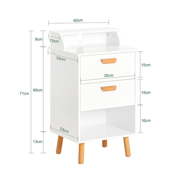 SoBuy Nattduksbord 2 lådor Soffbord Sidobord Sängbord FBT125-W