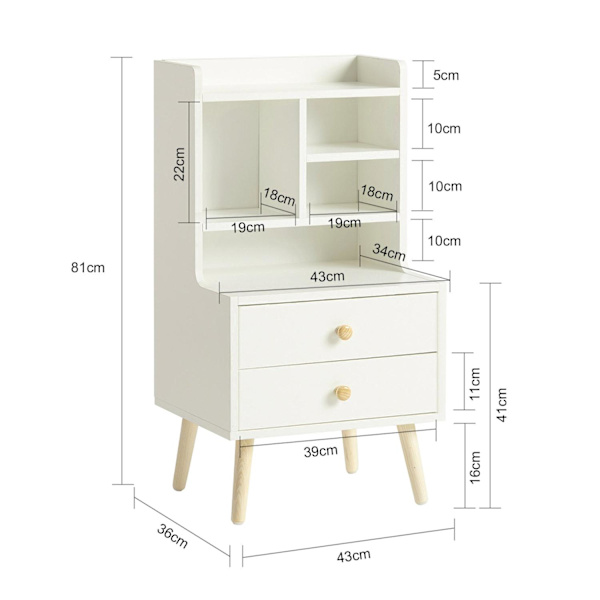 SoBuy Nattduksbord,Soffbord,Sidobord,Sängbord,FBT100-W Vit