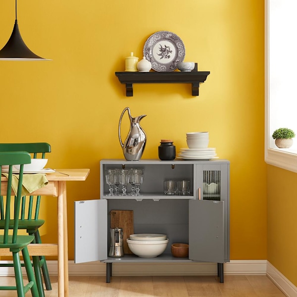 SoBuy FörvaringsskåpSideboard Vitrinskåp Hall entrébord FSB82-HG grå