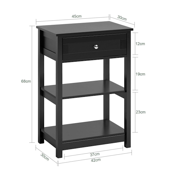 SoBuy, Lille sengebord med skuffe, sort, FBT46-SCH Black