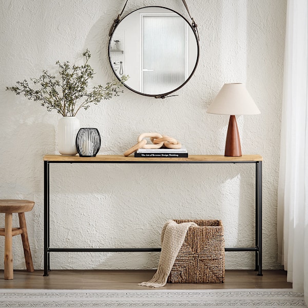 SoBuy Sidebord Smal aflastningsbord Sofaborde FSB19-E Light brown L120*B20*H65cm