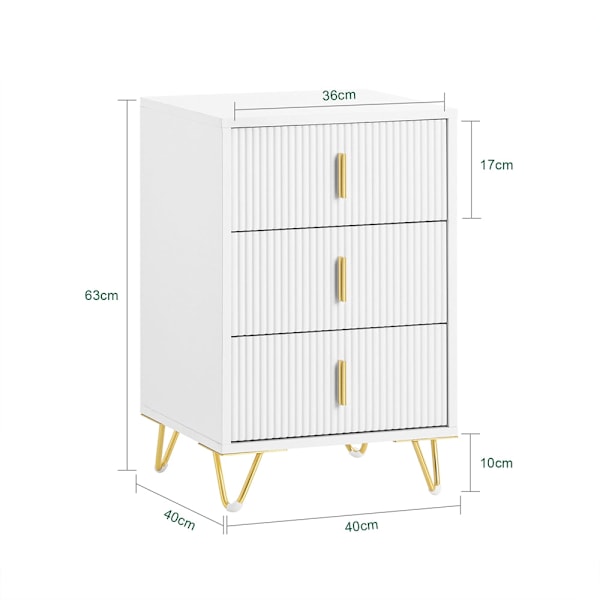 SoBuy Nattduksbord Soffbord Sidobord Sängbord FBT115-L-W 40*40*63cm