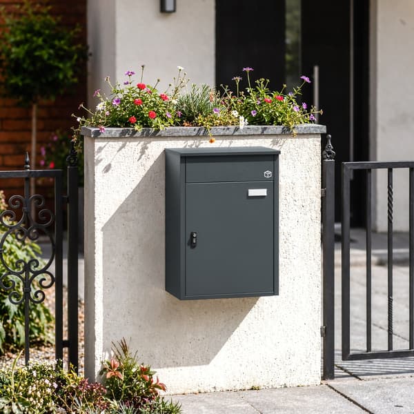 SoBuy utemöbel för paket och post med kodlås Mörkgrå 49.2×28×70 cm OGS65-DG