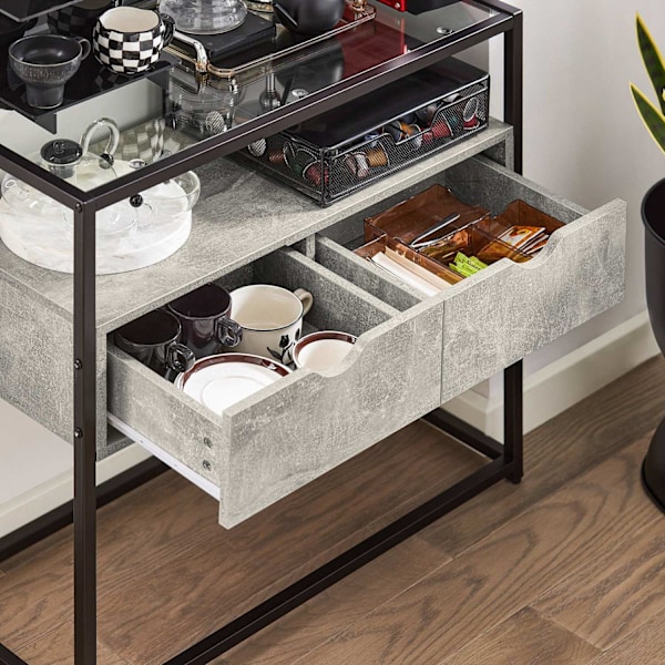 SoBuy Avlastningsbord Vitrinskåp Köksskåp 2 lådor FSB54-HG Gray Sideboard with 2 drawers