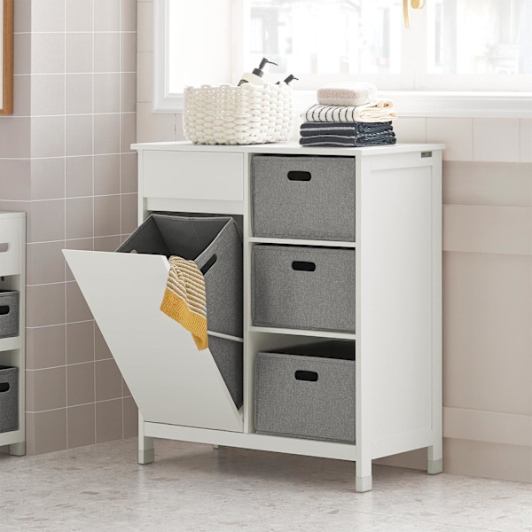 SoBuy Kylpyhuoneen kaappi pyykki Kylpyhuone kaappi BZR77-W Laundry cabinet