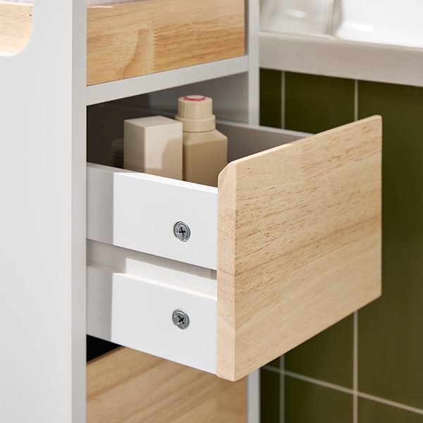 SoBuy Kapea kaappi WC paperiteline Hyllykokonaisuus BZR54-II-WN White+Nature 23*65*82cm