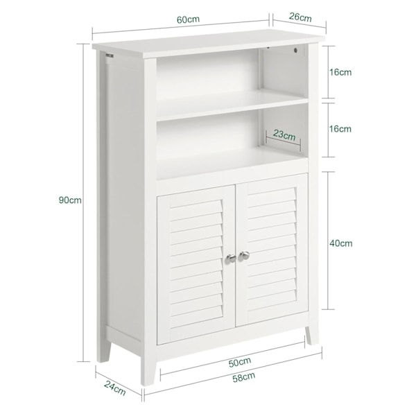 SoBuy Badeværelsesskab med låger Højt stel hylder BZR13-W White Narrow cabinet