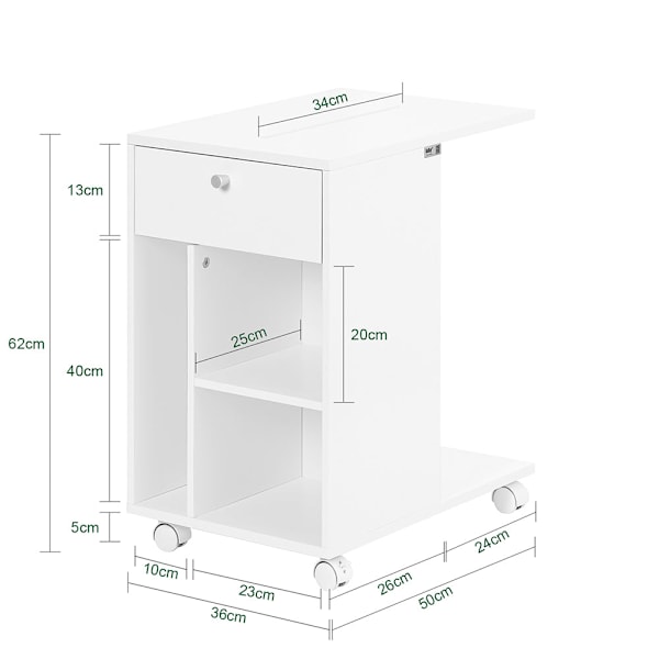 SoBuy Sidebord Sofabord i c-form Cafébord Sengebord FBT148-W