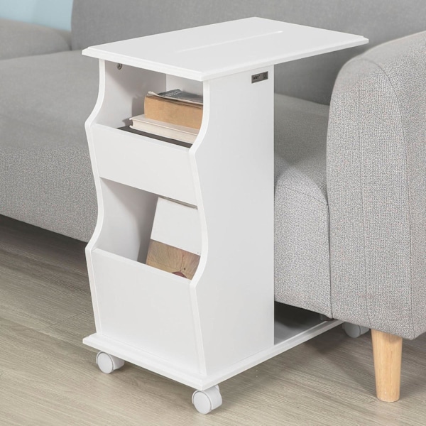SoBuy Sofabord med hjul Sengebord Hjørnebord FBT67-W