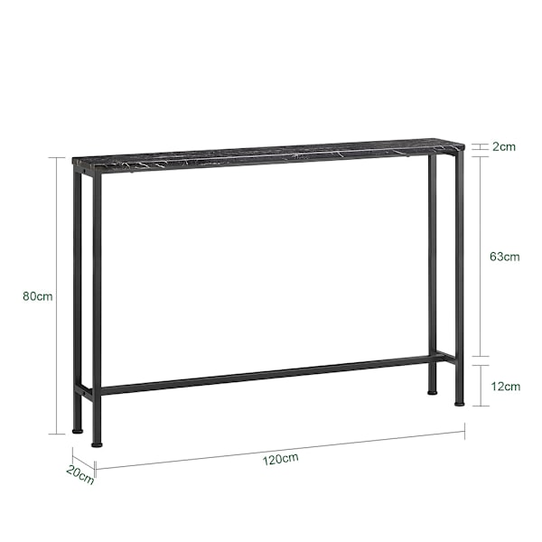 SoBuy Sidebord Smal aflastningsbord Sofaborde FSB19-XL-SCH Black L120*B20*H80cm