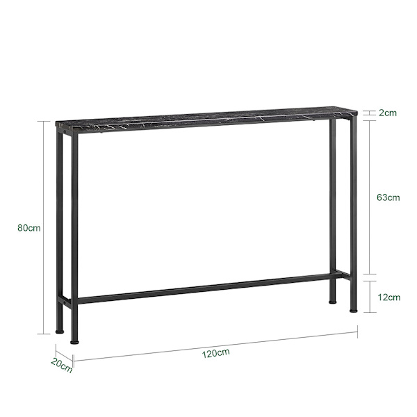 SoBuy Smalt avlastningsbord Soffbord Hallmöbler FSB19-XL-SCH Black L120*B20*H80cm