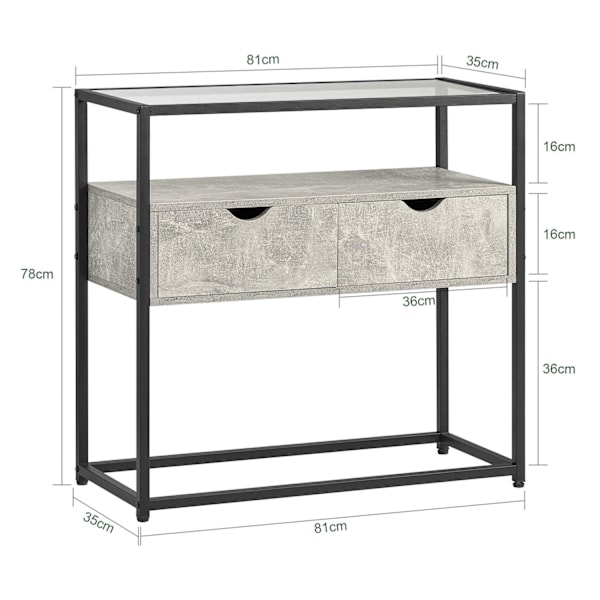 SoBuy Avlastningsbord Vitrinskåp Köksskåp 2 lådor FSB54-HG Gray Sideboard with 2 drawers