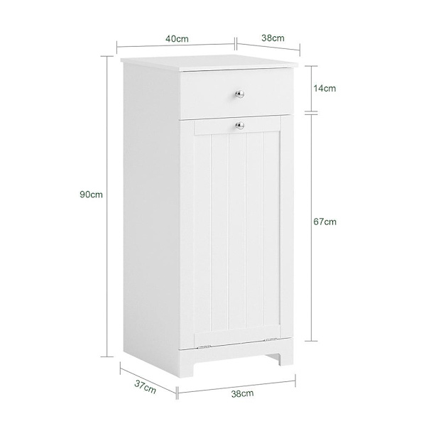 SoBuy Pyykkikaappi Kylpyhuone kaappi Pyykkikori BZR21-W White Laundry cabinet(1 door)