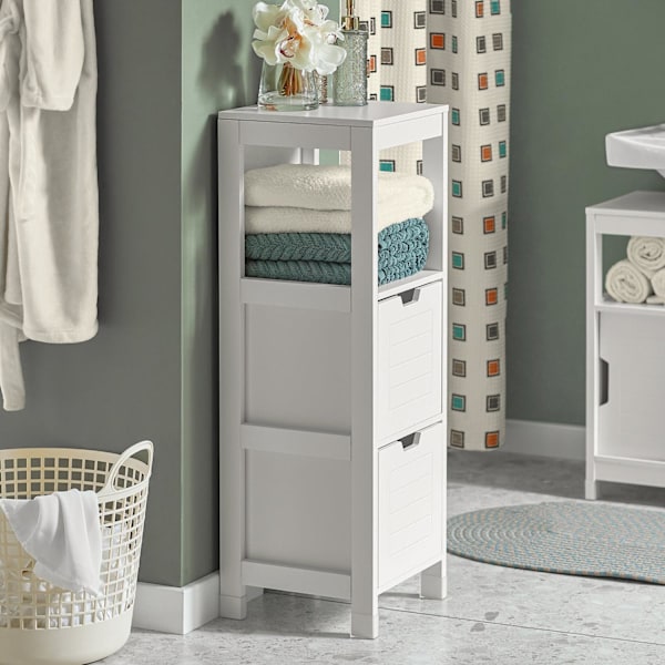 SoBuy, Kaappi 2 laatikkoa, Kylpyhylly FRG127-W White Base cabinet