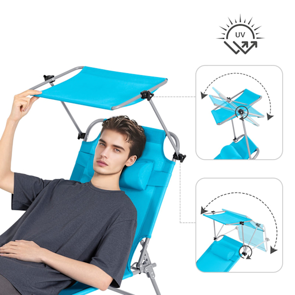 SoBuy ulkona  taitettava lepotuoli aurinkotuoli OGS48-Bx2 Blue 2 Pieces