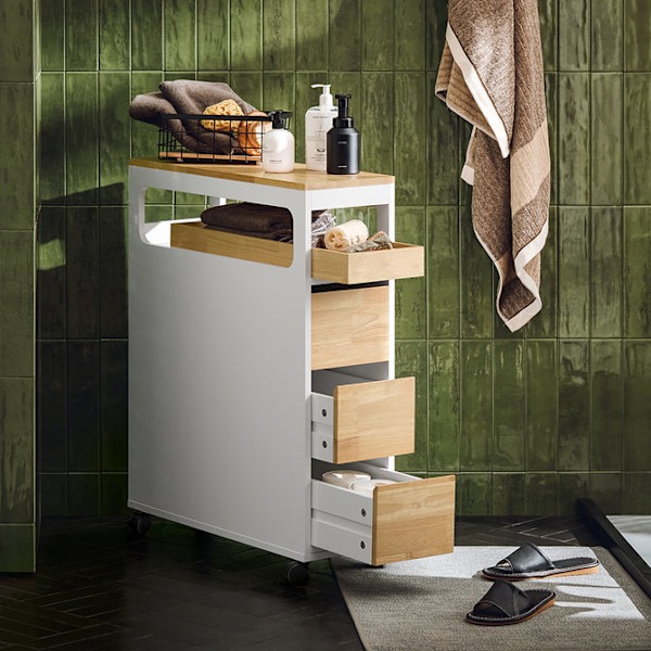 SoBuy Kapea kaappi WC-paperirullan pidikekaappi  BZR54-WN White 24*65*82cm