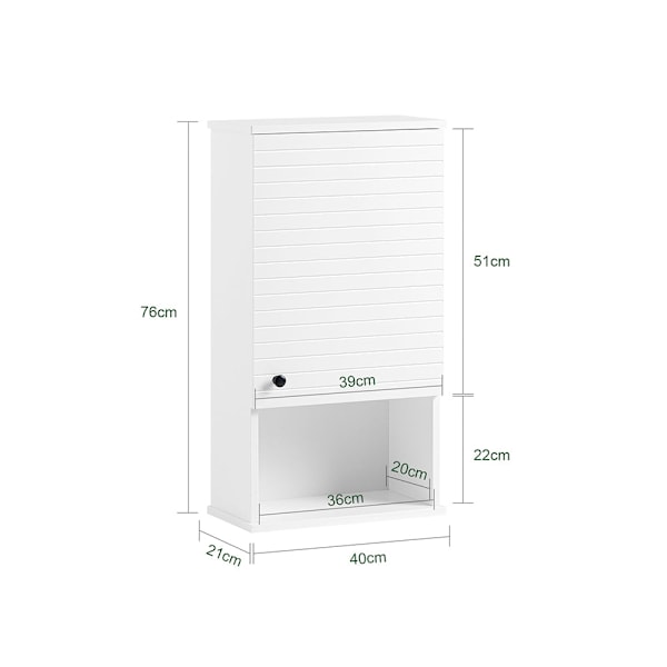 SoBuy kylpyhuone kaappi Seinäkaappiin 1 ovea BZR25-W White